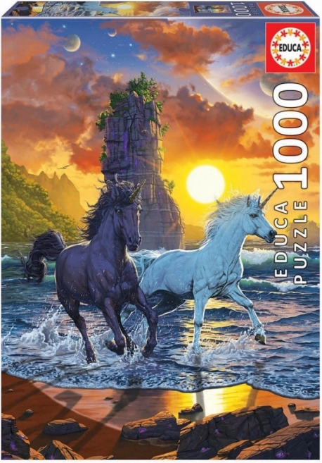 EDUCA puzzle licornes sur la plage – 1000 pièces