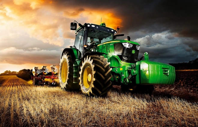 Ensemble de peinture au diamant - tracteur dans un champ