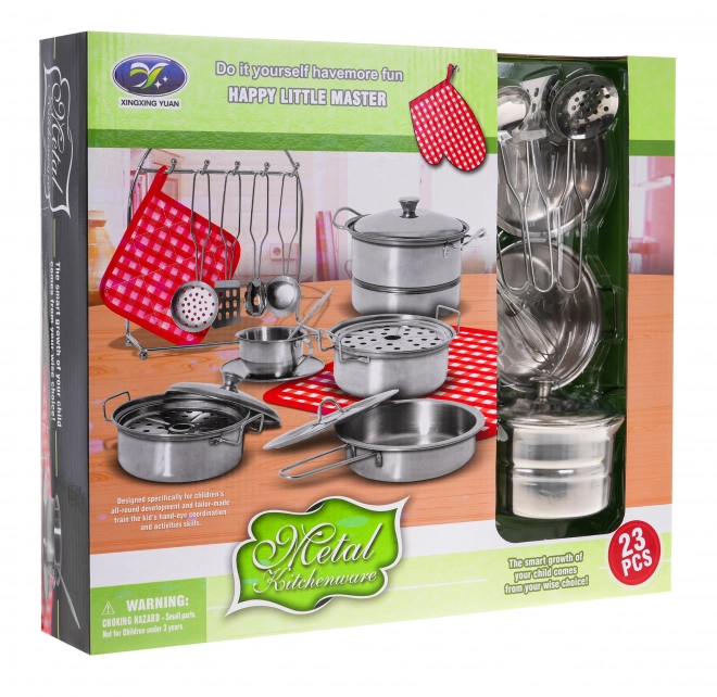 Ensemble de casseroles métalliques + accessoires - 23 pièces