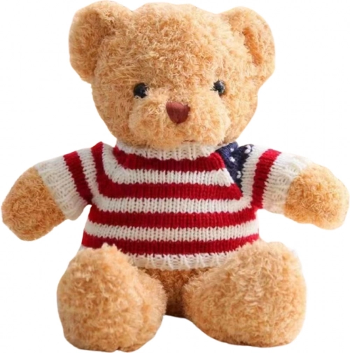 Ours en peluche crème avec t-shirt à rayures 32 cm