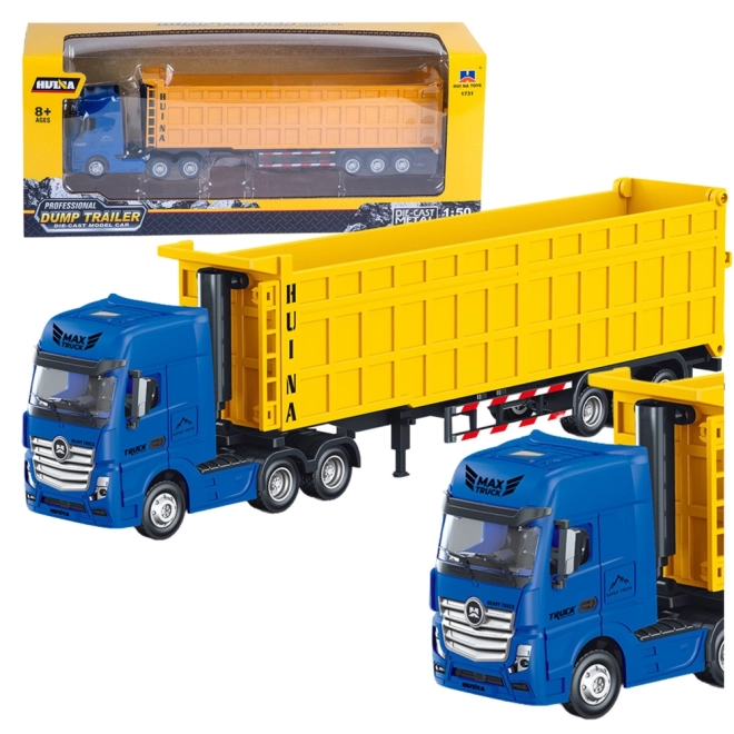 Camion à benne métallique jaune Huina 1:50