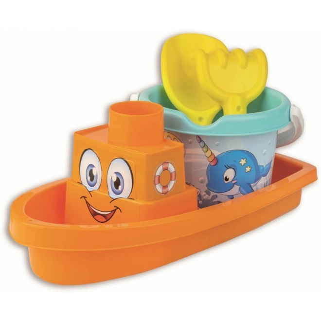 Androni ensemble de sable Poisson Heureux avec bateau