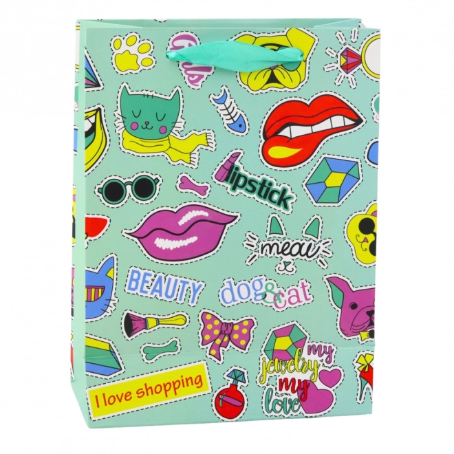 Sac cadeau avec motif d'autocollants
