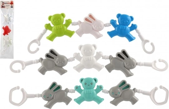 Chaîne pour poussette avec oursons et petit lapin
