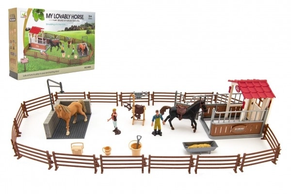 Enclos en plastique pour chevaux avec accessoires