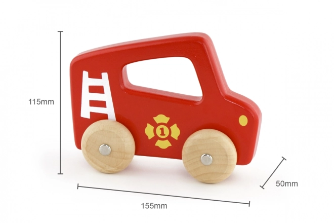 Petite voiture de pompier en bois