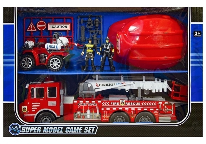 Grande station de pompiers avec casque et quad