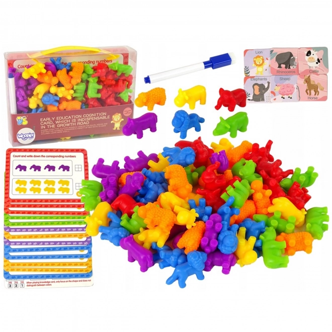 Ensemble éducatif Montessori Calcul Animaux Colorés 83 pcs