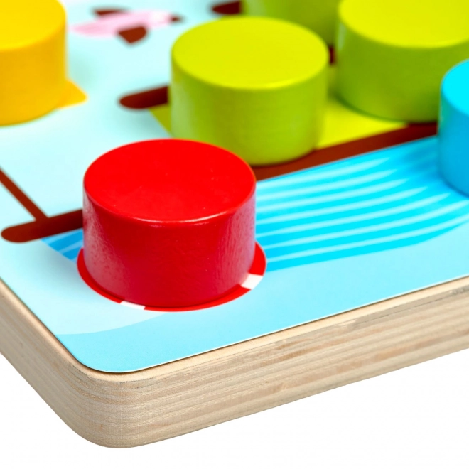Mosaïque colorée Lucy & Leo - jeu en bois avec de gros picots et modèles