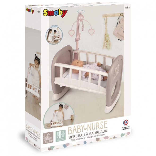 Smoby Baby Nurse berceau avec mobile pour poupées