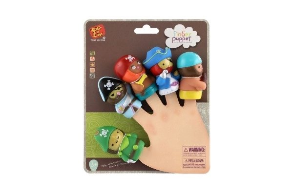Marionnettes à doigts pirates 5 pcs en caoutchouc 6cm sur carte 16,5x20cm