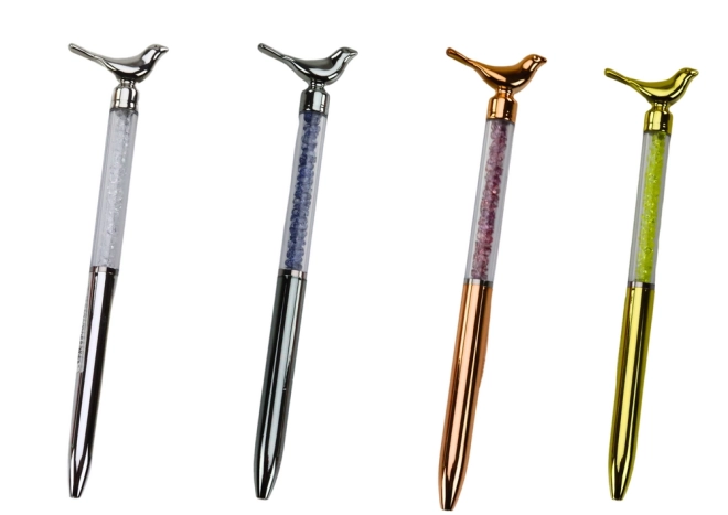 Stylo à bille avec pointe bleue Birds Diamonds 0,7 mm Mix