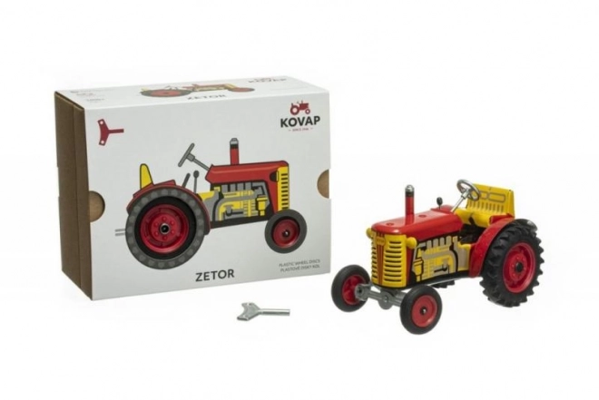 Tracteur Zetor rouge à clé métal 14cm 1:25 en boîte Kovap
