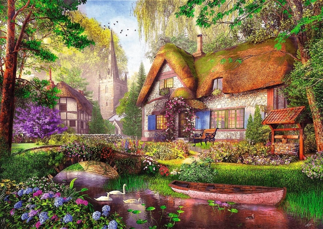TREFL Puzzle Premium Plus Pause Thé: Chalet en bois 1000 pièces