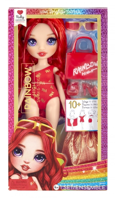 Poupée de natation stylée Rainbow High Ruby Red
