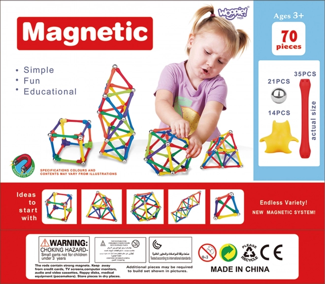 Jeu de construction magnétique Woopie 70 pièces