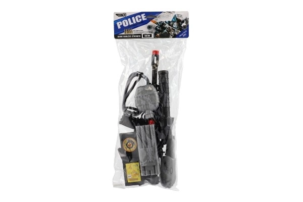 Pistolet/mitraillette de police 38cm en plastique avec accessoires dans un sac 21x50x6cm