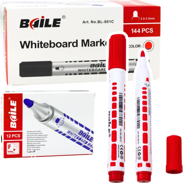 Marqueurs rouges pour tableau blanc, 12 pcs