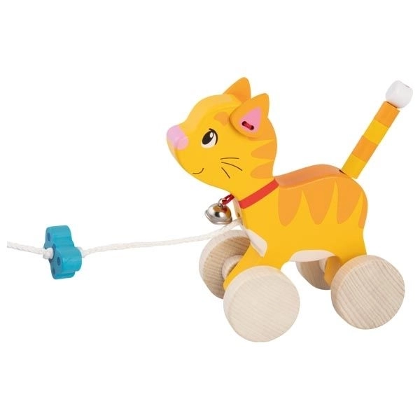 Jouet à tirer en bois chat