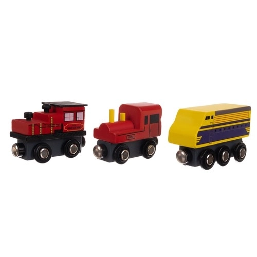 Trains en bois avec wagons - 3 locomotives et 9 wagons