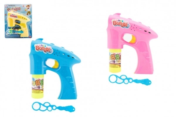 Pistolet à bulles en plastique 13 cm + 1 recharge pour piles