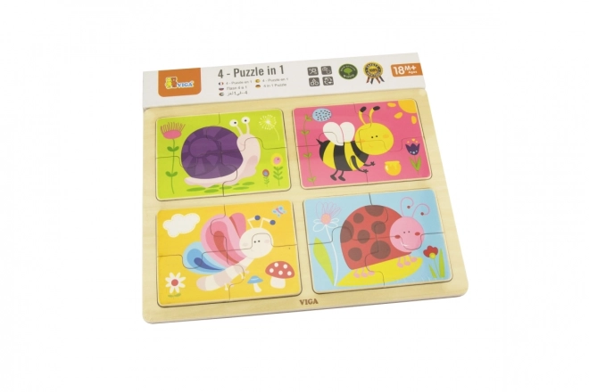 Puzzle en bois 4 en 1 - insectes