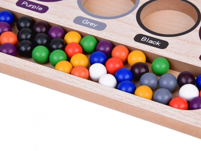 Mosaïque éducative en bois Montessori - billes colorées et trieur