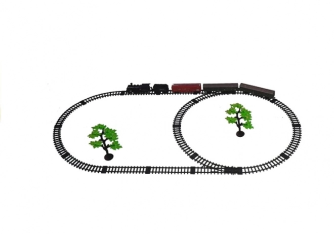 Grand train avec fumée lumineuse + 4 wagons Rails 156 cm