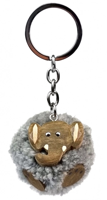 Porte-clés en bois Pompon Éléphant