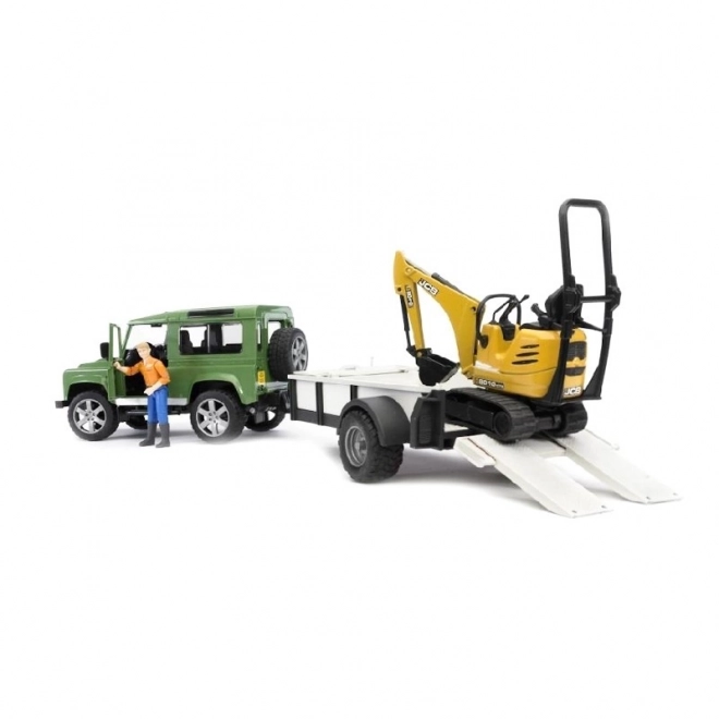 Ensemble de jeu Bruder SUV et mini-pelle à chenilles JCB avec remorque