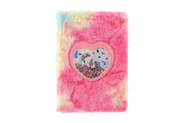 Bloc-notes en peluche arc-en-ciel licorne mélangé avec d'autres types dans un sac 16x21x2cm