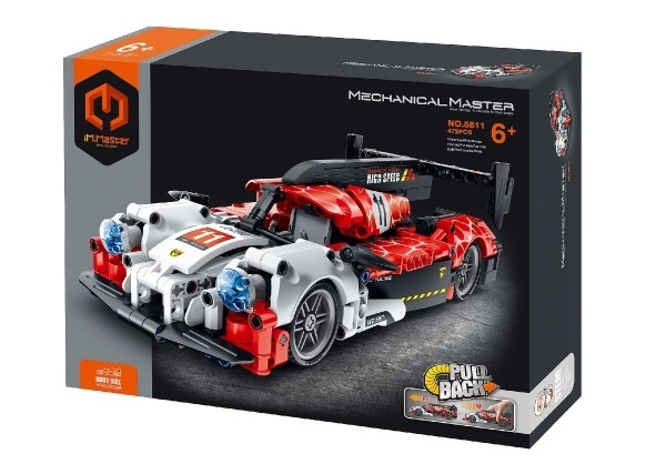 Kit de construction IamMaster voiture de course plastique 472 pièces à rétrofriction dans une boîte 31x23x6,5cm