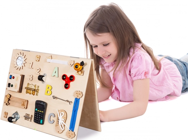 Tableau sensoriel en bois double face