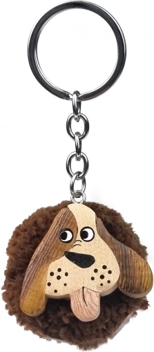 Porte-clés en bois Pompon Chien