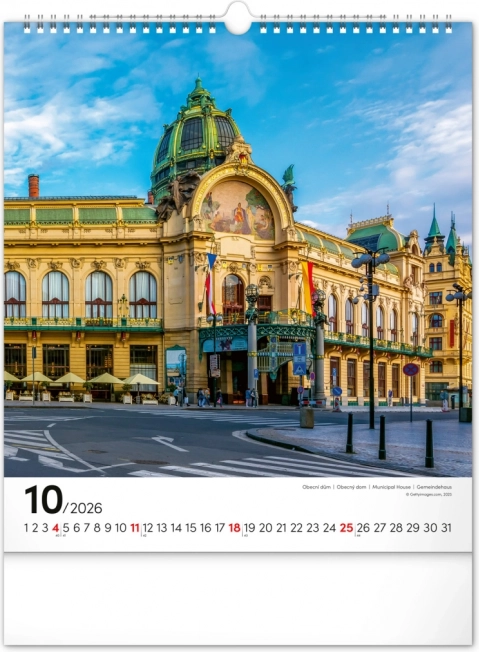 Calendrier mural Prague 2026