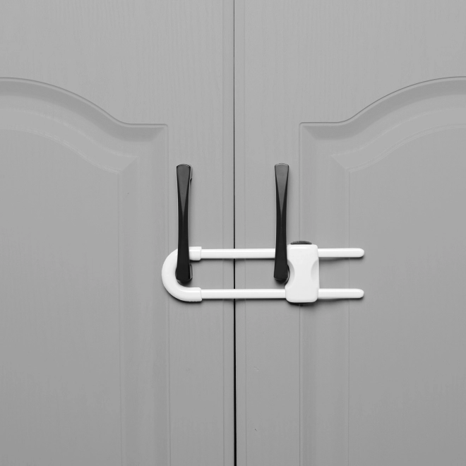 Verrou pour poignées d’armoire 2 pièces, blanc