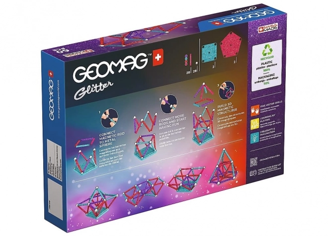Jeu de construction magnétique GEOMAG Glitter 60 pièces
