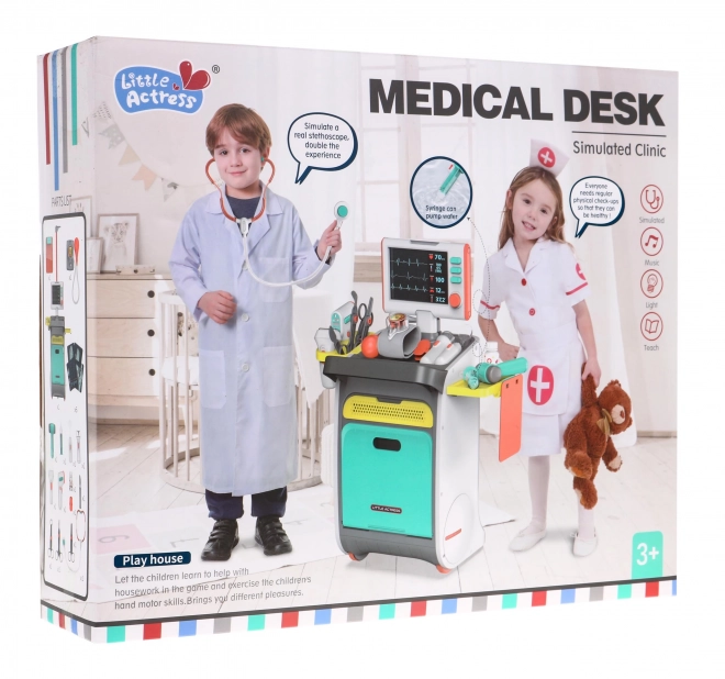 Chariot de docteur + fonctions interactives de radiographie et ECG - 20 pièces