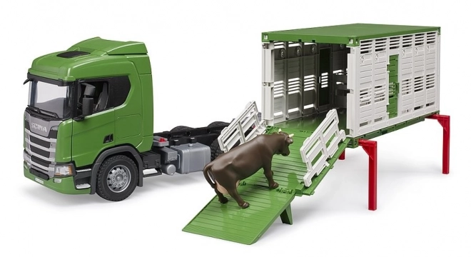 Bruder Transporteur d'animaux Scania avec figurine de vache