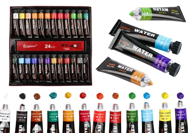 Ensemble de peintures acryliques en tube 24 couleurs