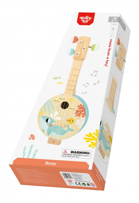 Banjo en bois pour enfants avec motif marin