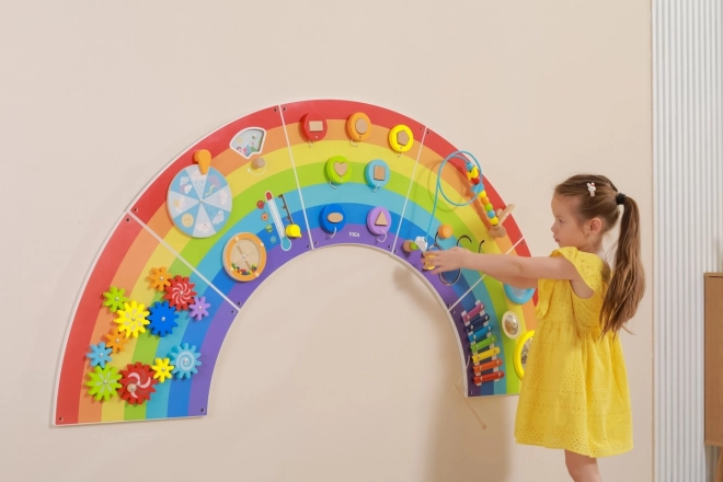 Panneau mural Montessori en bois - arc-en-ciel