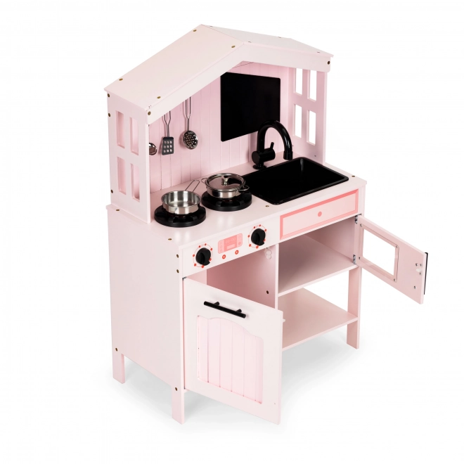 Cuisine enfant en bois, four, brûleurs micro-ondes, accessoires ECOTOYS