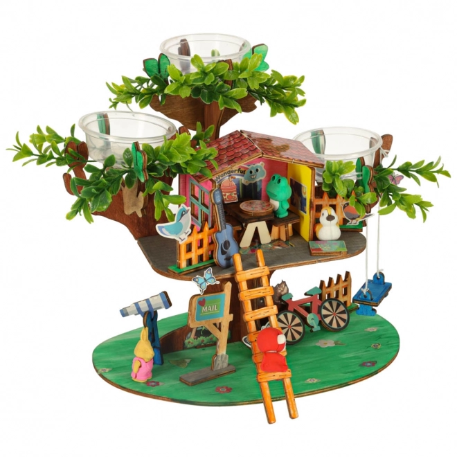 Ensemble créatif pour construire une cabane dans un arbre avec accessoires