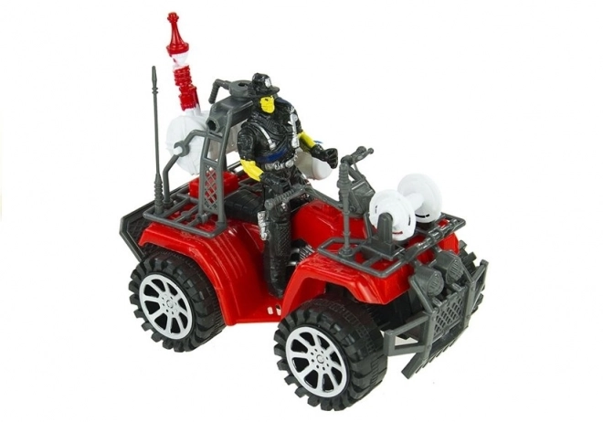 Grande station de pompiers avec casque et quad