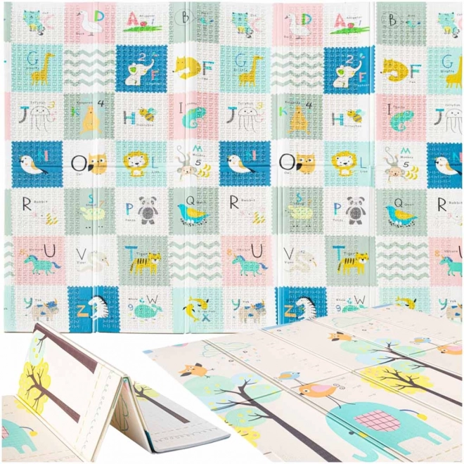 Tapis éducatif pliable en mousse à double face 179x198 éléphants/images
