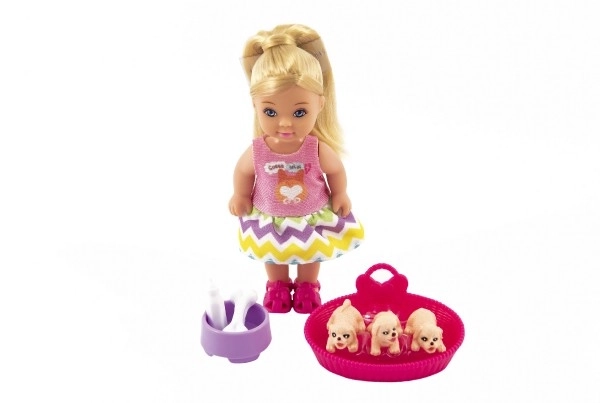 Poupée Kiki Anlily articulée en plastique 12cm avec animaux de compagnie et accessoires dans une boîte 12x16x4,5cm
