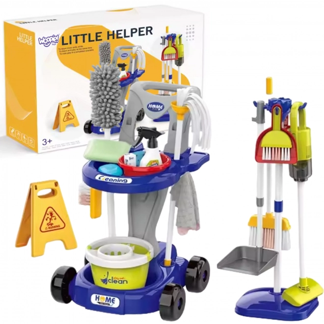 Chariot de nettoyage XXL 3en1 pour enfants 29 pièces Bleu