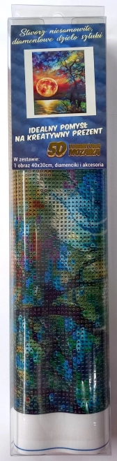 Norimpex Peinture de diamants Lune complète colorée sur le lac 30x40cm