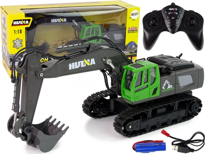 pelleteuse à chenilles RC avec éléments métalliques 1:18 2,4 GHz